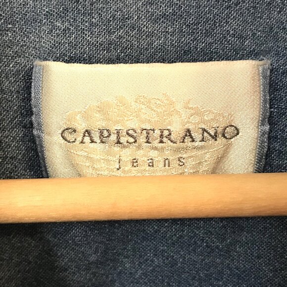 Capistrano Jeans Denim Shirt: Vintage 80s, Pink Red Rose Embroidery, Size L-XL - Picture 4 of 8